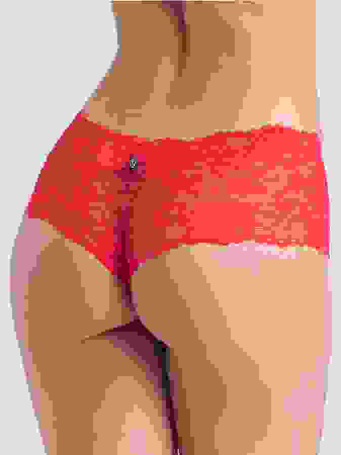 Lovehoney Flirty Red Lace Shorts, Red, hi-res